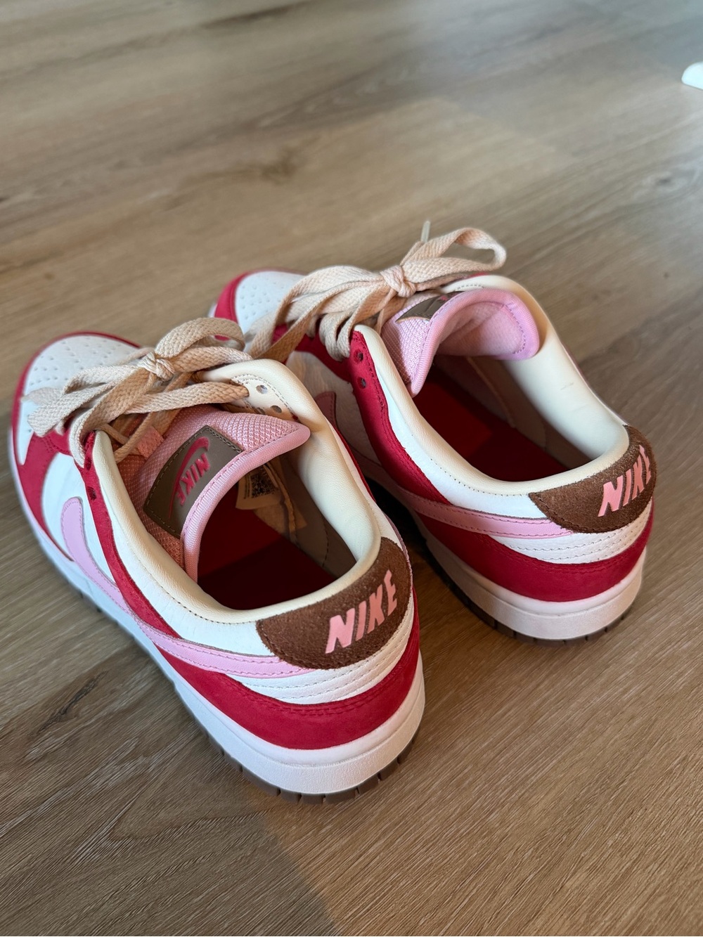 Nike Dunk Low Red, Pink & White Leather Sneakers - Picture 5 of 6
